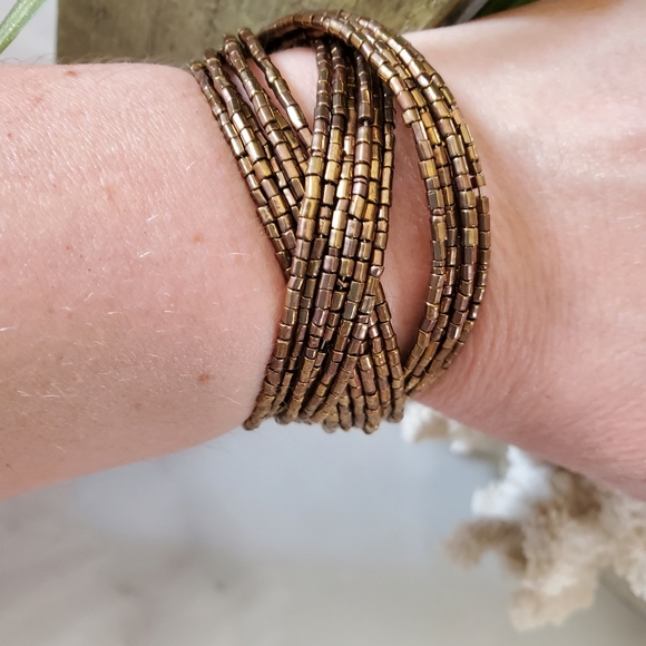 Shooting Stars Copper Seed Bead Cuff Bracelet 💥3 for $24💥 - Picture 4 of 16